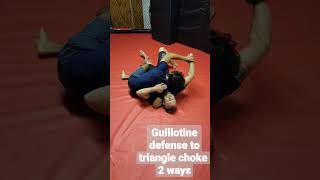 Standing Guillotine defense to triangle choke 2 variations jiujitsu mma shorts [upl. by Punke]