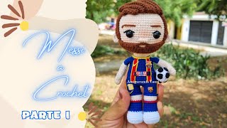 MESSI A CROCHET AMIGURUMI  EQUIPO BARCELONA  PASO A PASO  PARTE I [upl. by Sloatman264]