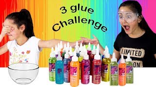 3 Colors of Glue Slime Challenge [upl. by Soisanahta]