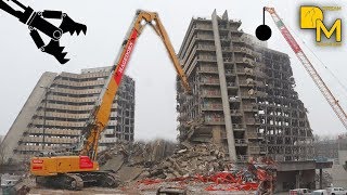 Spectacular destruction of nasty building with wrecking ball 🔴 Liebherr R960 hydraulic excavator [upl. by Avram]