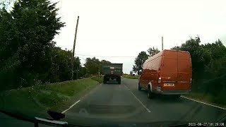 Tractor Hits Overtaking Van  ViralHog [upl. by Palmira]