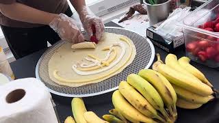 Plano Texas July 2024 Tswirl Worker Making Me a Strawberry Banana Crêpe at JPMorganChase [upl. by Judye31]