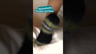 🧶Hausschuhe 🎁😃stricken und filzen 🧶 knitting [upl. by Estas]