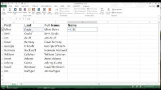 Excel Concatenation with First and Last Names [upl. by Ahsinaw]