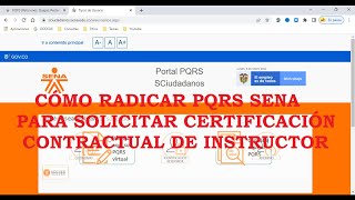 Radicar PQRS SENA para solicitar certificación Contractual Instructor [upl. by Frederigo]