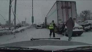 Video captures Highway 4145 pileup as it happens [upl. by Reitrac281]