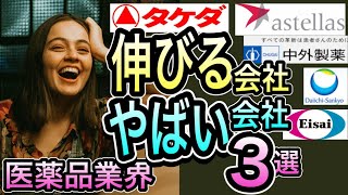 医薬品業界の注目株「爆伸びの予感 ３社」と「転落の危険な香り３社」を一気に！ [upl. by Ecital403]