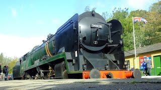 34028 Eddystone at the NYMR steam gala on the 26th and 27th September 2024  With RAIN on the 26th [upl. by Yllim]