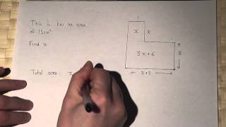 Algebra and area  expressions for area in terms of x [upl. by Yrffoeg]