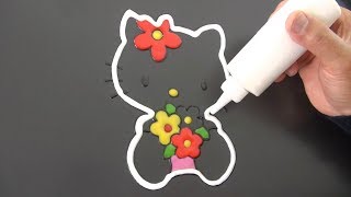 Pancake Hello Kitty Art  Drawing Coloring and Cooking [upl. by Amri925]