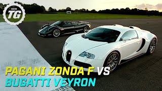 Pagani Zonda F vs Bugatti Veyron Drag Race  Top Gear  BBC [upl. by Shue722]