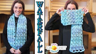 Waterfall Scarf using Homespun by Lion Brand  Crochet Pattern amp Tutorial [upl. by Petronille]