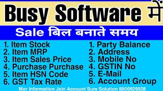 How To Create Sales Invoice Show Stocks in Busy Software  how to show Party Balance In busy [upl. by Ihtac]