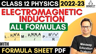 Electromagnetic Induction Class 12 All Formulas With Formula Sheet PDF  CBSE Board Exams 2023 [upl. by Colligan]