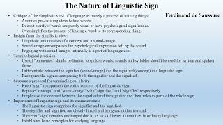 Ferdinand de Saussures quotThe Nature of Linguistic Signquot Summary [upl. by Nealy]